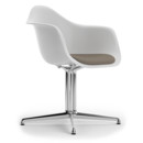 Eames Plastic Armchair RE DAL, Cotton white, With seat upholstery, Warm grey / moor brown