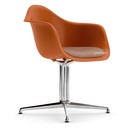 Eames Plastic Armchair RE DAL, Rusty orange, With seat upholstery, Cognac / ivory