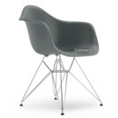Eames Plastic Armchair DAR, Granite grey, Without upholstery, Without upholstery, Standard version - 43 cm, Chrome-plated