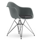 Eames Plastic Armchair DAR, Granite grey, With seat upholstery, Dark grey, Standard version - 43 cm, Coated basic dark