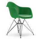 Eames Plastic Armchair DAR, Green, With seat upholstery, Green / ivory, Standard version - 43 cm, Coated basic dark