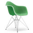 Eames Plastic Armchair DAR, Green, With full upholstery, Green / ivory, Standard version - 43 cm, Chrome-plated