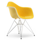 Eames Plastic Armchair DAR, Sunlight, With full upholstery, Yellow / ivory, Standard version - 43 cm, Chrome-plated