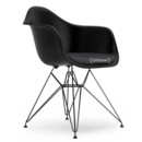 Eames Plastic Armchair DAR, Deep black, With seat upholstery, Dark grey, Standard version - 43 cm, Coated basic dark