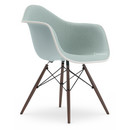 Eames Plastic Armchair DAW, Ice grey, With full upholstery, Ice blue / ivory, Standard version - 43 cm, Dark maple