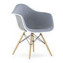 Details Vitra Eames Plastic Armchair DAW Eames Plastic Armchair DAW, Mauve grey, With full upholstery, Dark blue / ivory, Standard version - 43 cm, Yellowish maple