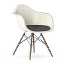 Details Vitra Eames Plastic Armchair DAW Eames Plastic Armchair DAW, Cream, With seat upholstery, Dark grey, Standard version - 43 cm, Dark maple