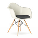 Details Vitra Eames Plastic Armchair DAW Eames Plastic Armchair DAW, Cream, With seat upholstery, Dark grey, Standard version - 43 cm, Ash honey tone