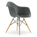 Eames Plastic Armchair RE DAW, Granite grey, With seat upholstery, Dark grey, Standard version - 43 cm, Yellowish maple