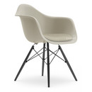 Eames Plastic Armchair DAW, Pebble, With seat upholstery, Warm grey / ivory, Standard version - 43 cm, Black maple