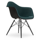 Eames Plastic Armchair DAW, Deep black, With full upholstery, Petrol / moor brown, Standard version - 43 cm, Black maple