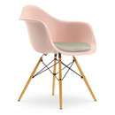 Eames Plastic Armchair DAW, Pale rose, With seat upholstery, Warm grey / ivory, Standard version - 43 cm, Yellowish maple