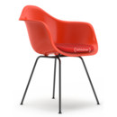 Eames Plastic Armchair DAX, Red (poppy red), With seat upholstery, Coral / poppy red , Standard version - 43 cm, Coated basic dark
