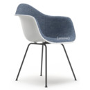 Eames Plastic Armchair DAX, White, With full upholstery, Dark blue / ivory, Standard version - 43 cm, Coated basic dark