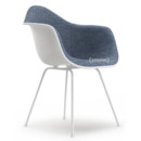 Eames Plastic Armchair DAX, White, With full upholstery, Dark blue / ivory, Standard version - 43 cm, Coated white