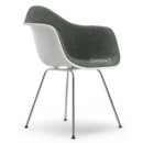 Eames Plastic Armchair DAX, White, With full upholstery, Nero / ivory, Standard version - 43 cm, Chrome-plated