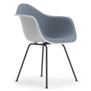 Eames Plastic Armchair RE DAX, Cotton white, With full upholstery, Dark blue / ivory, Standard version - 43 cm, Coated basic dark