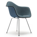 Eames Plastic Armchair DAX, Sea blue, With full upholstery, Ice blue / moor brown, Standard version - 43 cm, Chrome-plated