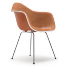 Eames Plastic Armchair RE DAX, Rusty orange, With full upholstery, Cognac / ivory, Standard version - 43 cm, Chrome-plated