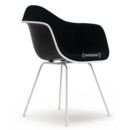 Eames Plastic Armchair DAX, Deep black, With full upholstery, Nero, Standard version - 43 cm, Coated white