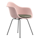 Eames Plastic Armchair RE DAX, Pale rose, With seat upholstery, Warm grey / ivory, Standard version - 43 cm, Coated basic dark