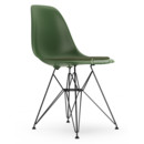 Eames Plastic Side Chair DSR, Forest, With seat upholstery, Nero / forest, Standard version - 43 cm, Coated basic dark