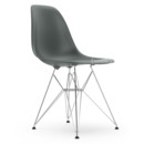 Eames Plastic Side Chair DSR, Granite grey, Without upholstery, Without upholstery, Standard version - 43 cm, Chrome-plated