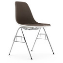 Eames Plastic Side Chair RE DSS, White, With full upholstery, Warm grey / moor brown, Without linking element (DSS-N)
