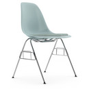 Eames Plastic Side Chair RE DSS, Ice grey, With seat upholstery, Ice blue / ivory, Without linking element (DSS-N)