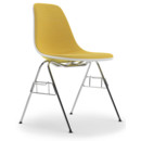 Eames Plastic Side Chair RE DSS, Citron, With full upholstery, Yellow / ivory, With linking element (DSS)