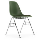 Eames Plastic Side Chair DSS, Forest, With seat upholstery, Nero / forest, With linking element (DSS)