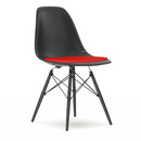 Details Vitra Eames Plastic Side Chair DSW Eames Plastic Side Chair DSW, Basic dark, With seat upholstery, Red / poppy red, Standard version - 43 cm, Black maple