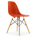Eames Plastic Side Chair DSW, Red (poppy red), Without upholstery, Without upholstery, Standard version - 43 cm, Yellowish maple