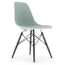 Eames Plastic Side Chair RE DSW, White non-RE, With full upholstery, Ice blue / ivory, Standard version - 43 cm, Black maple