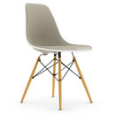 Eames Plastic Side Chair DSW, Pebble, With full upholstery, Warm grey / ivory, Standard version - 43 cm, Yellowish maple
