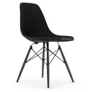 Eames Plastic Side Chair DSW, Deep black, With full upholstery, Nero, Standard version - 43 cm, Black maple