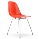 Eames Plastic Side Chair RE DSX, Red (poppy red), Without upholstery, Without upholstery, Standard version - 43 cm, Chrome-plated