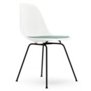 Eames Plastic Side Chair DSX, White, With seat upholstery, Ice blue / ivory, Standard version - 43 cm, Coated basic dark