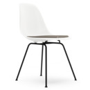 Eames Plastic Side Chair DSX, White, With seat upholstery, Warm grey / moor brown, Standard version - 43 cm, Coated basic dark
