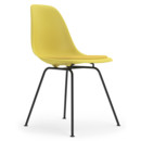 Eames Plastic Side Chair RE DSX, Citron, With seat upholstery, Yellow / ivory, Standard version - 43 cm, Coated basic dark