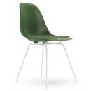 Eames Plastic Side Chair DSX, Forest, With seat upholstery, Ivory / forest, Standard version - 43 cm, Coated white