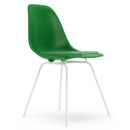 Eames Plastic Side Chair DSX, Green, With seat upholstery, Green / ivory, Standard version - 43 cm, Coated white