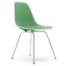 Eames Plastic Side Chair DSX, Green, With full upholstery, Green / ivory, Standard version - 43 cm, Chrome-plated