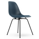 Eames Plastic Side Chair DSX, Sea blue, With seat upholstery, Sea blue / dark grey, Standard version - 43 cm, Coated basic dark