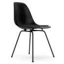 Eames Plastic Side Chair DSX, Deep black, With seat upholstery, Dark grey, Standard version - 43 cm, Coated basic dark