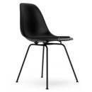 Eames Plastic Side Chair DSX, Deep black, With seat upholstery, Nero, Standard version - 43 cm, Coated basic dark