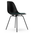 Eames Plastic Side Chair DSX, Deep black, With seat upholstery, Petrol / moor brown, Standard version - 43 cm, Coated basic dark