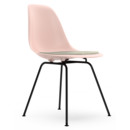 Eames Plastic Side Chair DSX, Pale rose, With seat upholstery, Warm grey / ivory, Standard version - 43 cm, Coated basic dark