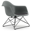 Eames Plastic Armchair RE LAR, Granite grey, Seat upholstery dark grey, Coated basic dark