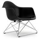 Eames Plastic Armchair RE LAR, Deep black, Without upholstery, Chrome-plated